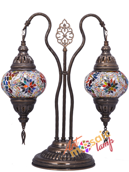 Double Swan Neck Gold Mosaic Lamp 13320-6 Double Swan Neck Gold Mosaic Lamp 13320