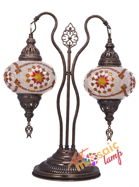 Double Swan Neck Gold Mosaic Lamp 17320-4 Double Swan Neck Gold Mosaic Lamp 17320