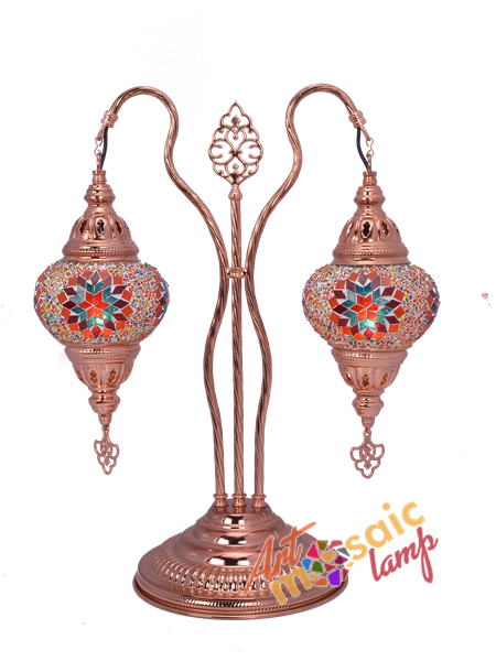 Double Swan Neck Ross Mosaic Lamp 13320-R-4 Double Swan Neck Ross Mosaic Lamp 13320-R