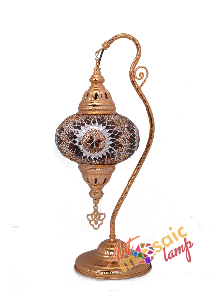 Swan Neck Gold Mosaic Lamp 17305-G-6 Swan Neck Gold Mosaic Lamp 17305-G